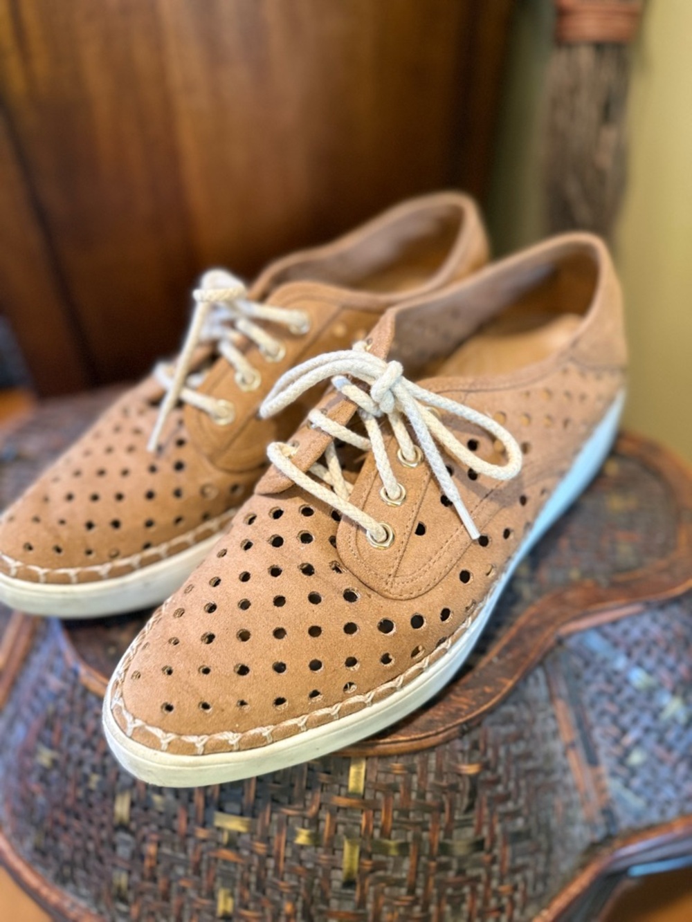 Dr. Scholl's Perforated Suede Lace-Up - Brown Orignal Comfort Shoes